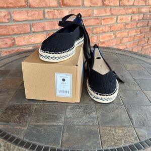 Rothy's Black Espadrilles with Ankle Strap and Classic Braided Sole